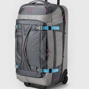 Eddie Bauer Expedition 26" Rolling Duffel Bag travel luggage gray pink teal